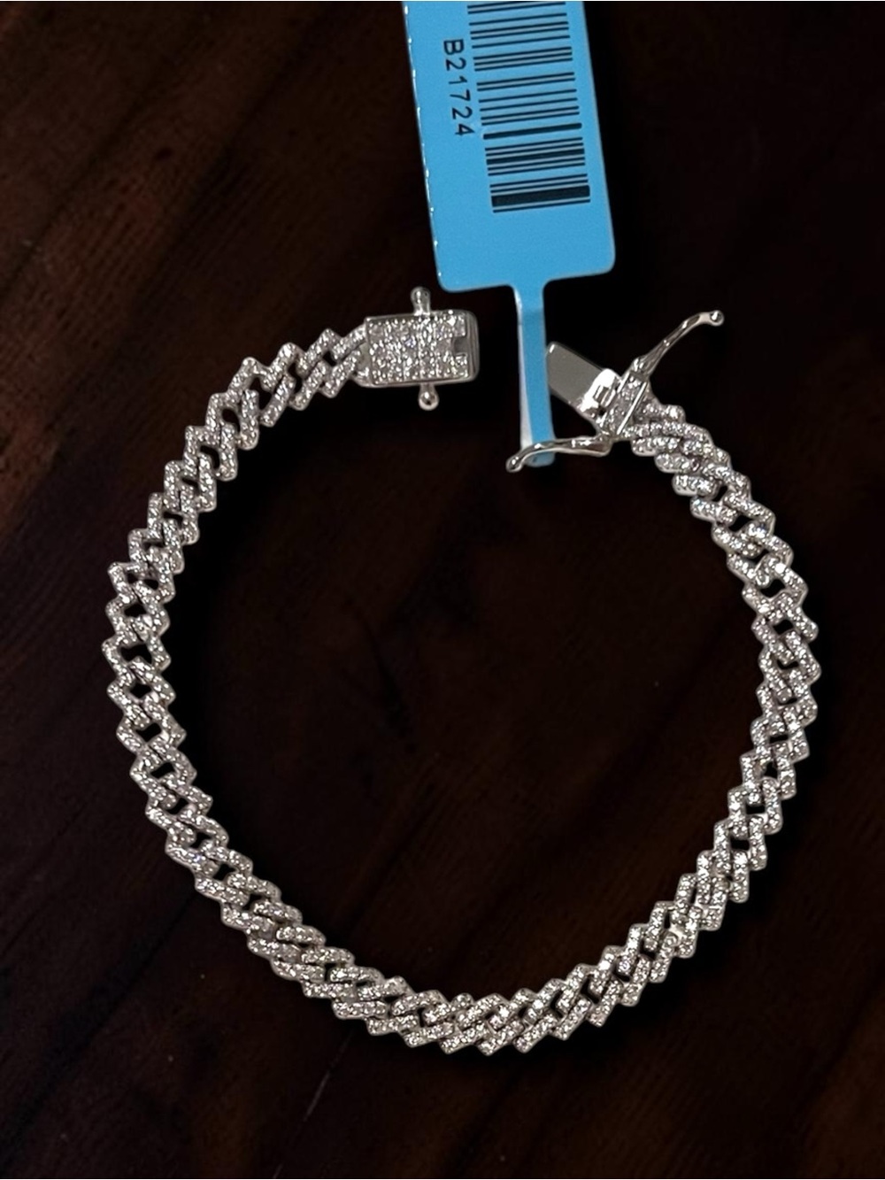 Rhodium Plated 925 Sterling Silver Moissanite Pave Monaco 7.5” Bracelet